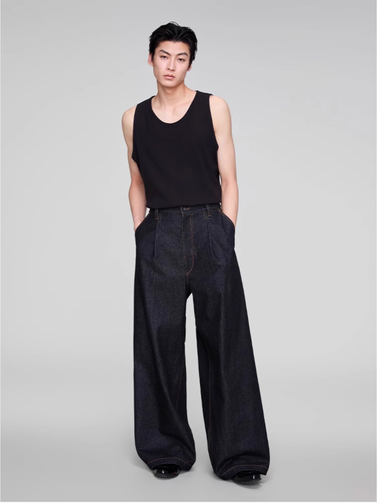 BLACK DENIM TROUSERS