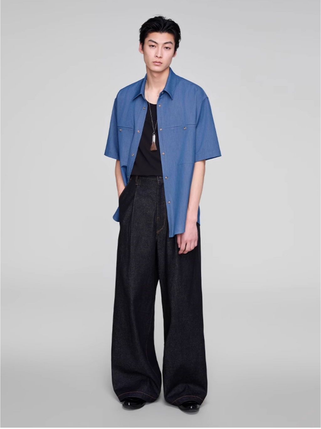 BLACK DENIM TROUSERS