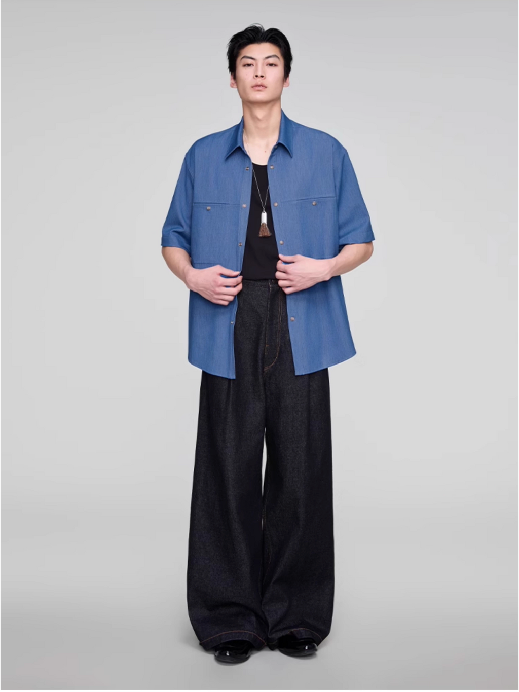 BLACK DENIM TROUSERS