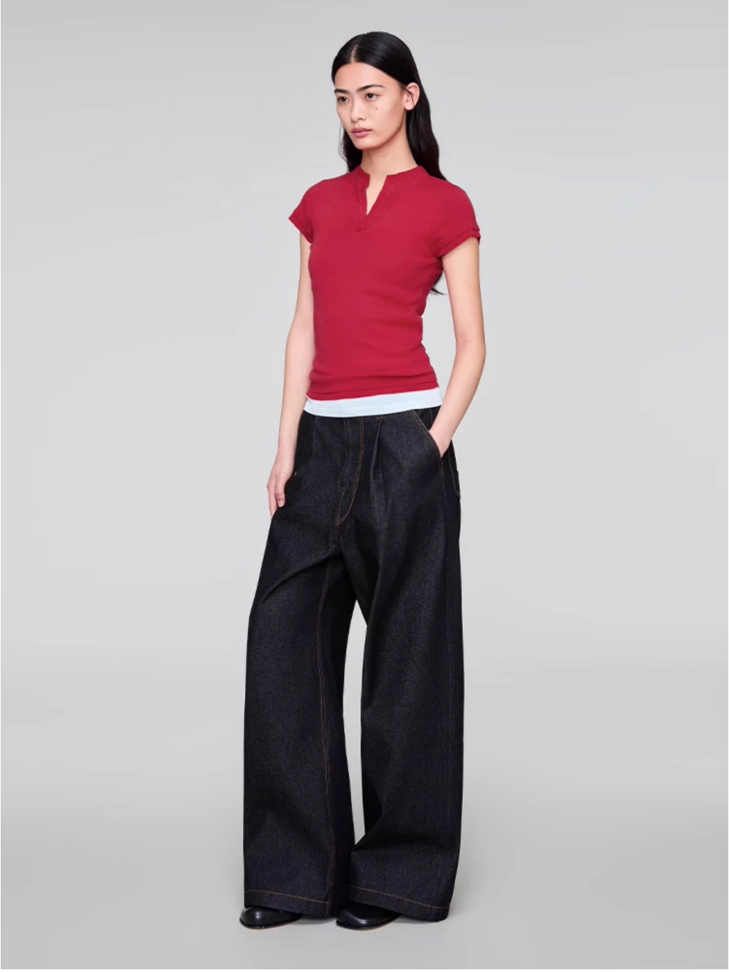 BLACK DENIM TROUSERS