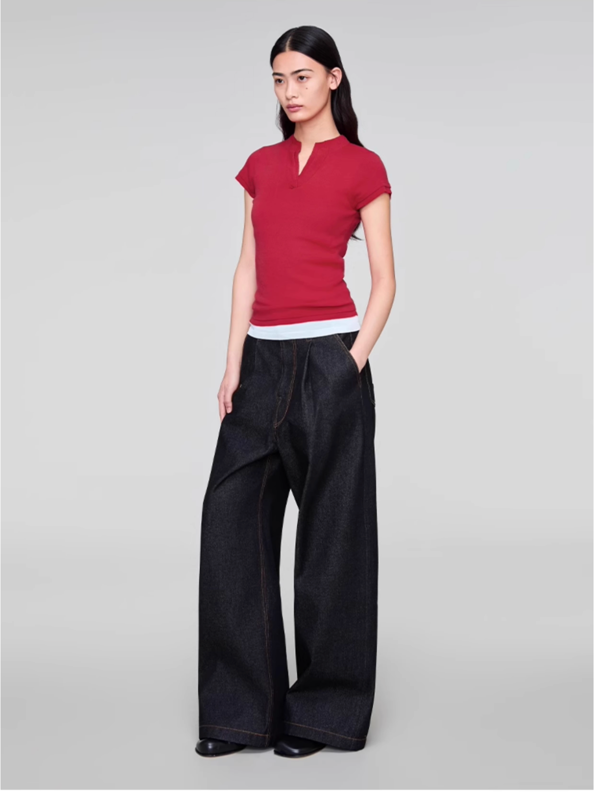 BLACK DENIM TROUSERS
