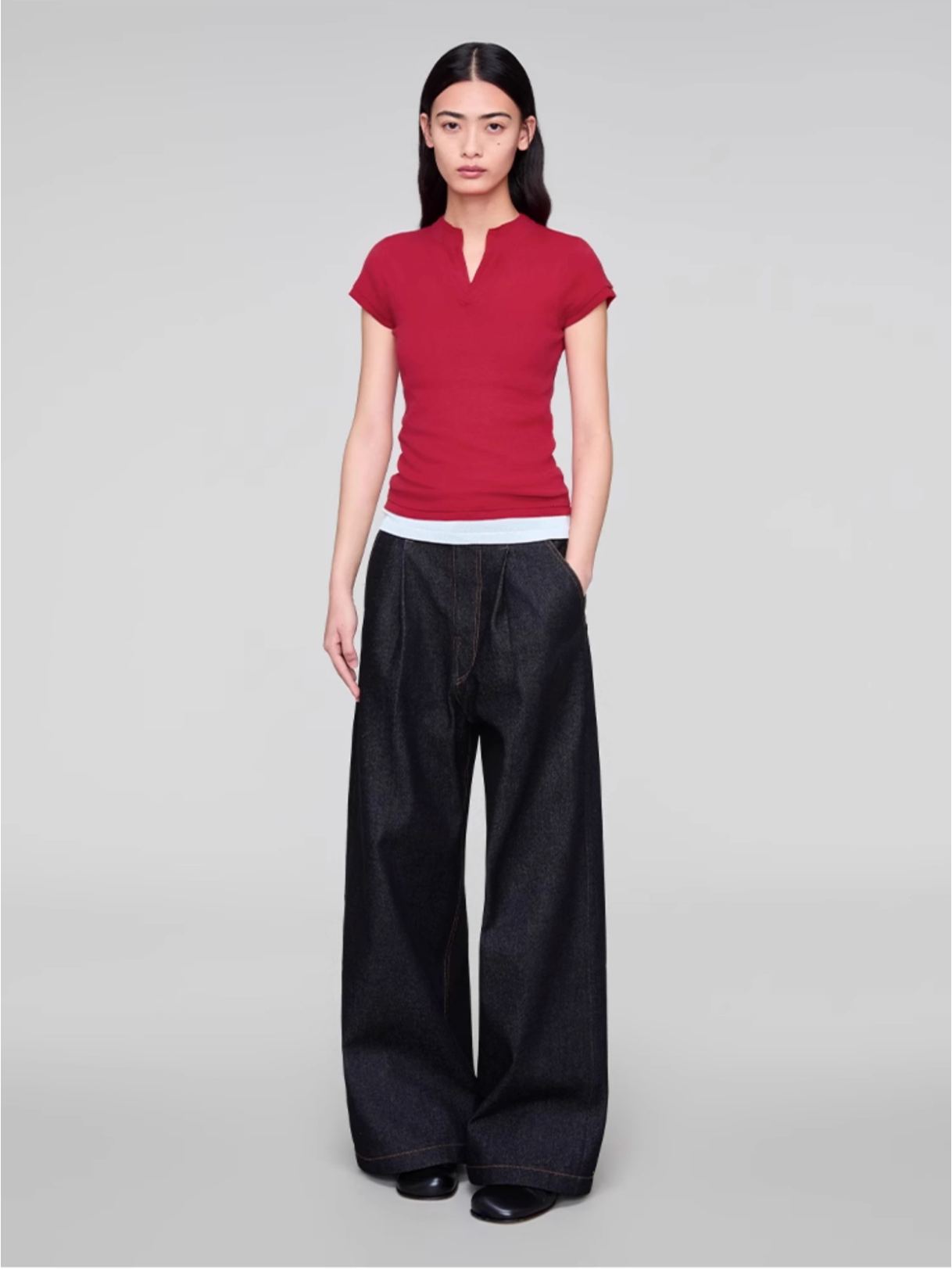 BLACK DENIM TROUSERS