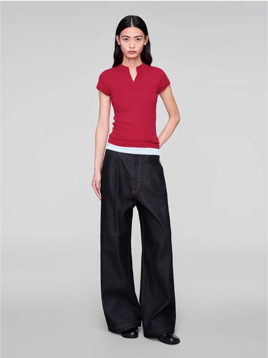 BLACK DENIM TROUSERS
