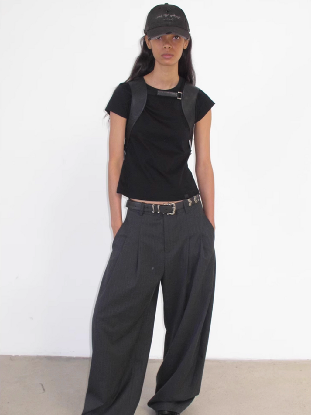 STRIPED GRAY SLACKS
