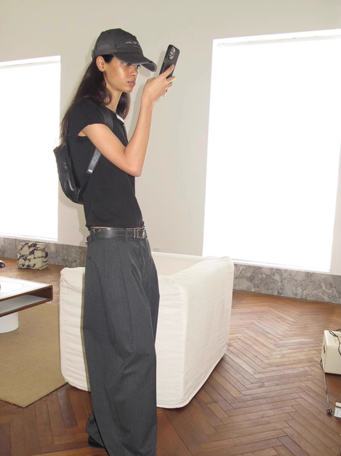STRIPED GRAY SLACKS
