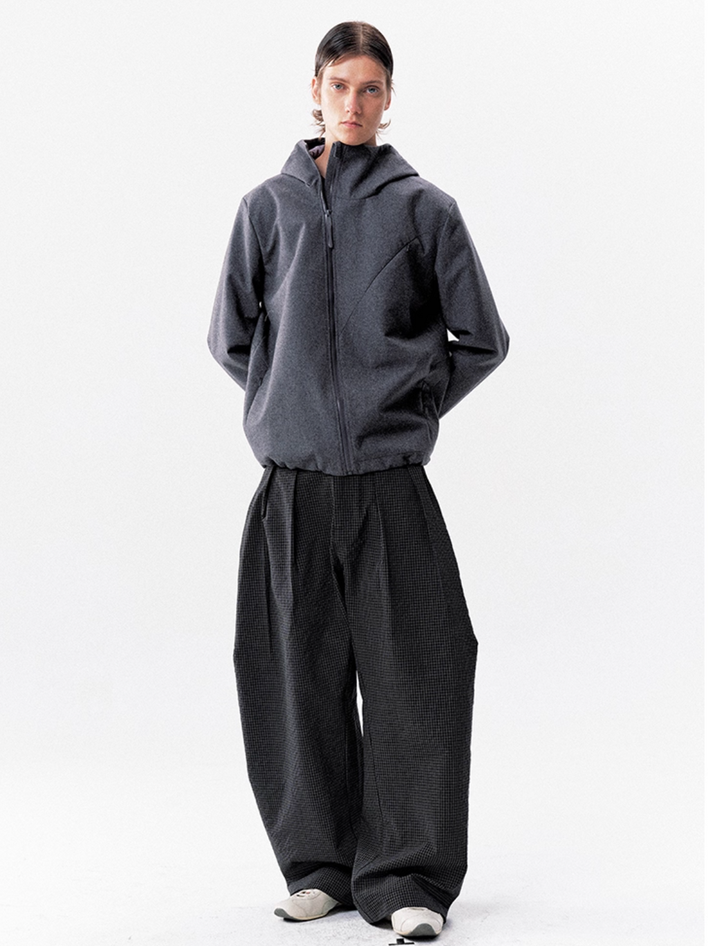 CHECKERED NYLON PANTS